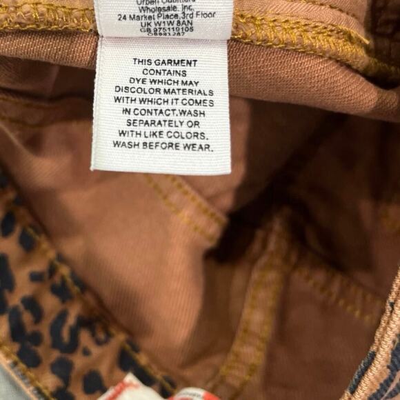 Free People We the Free Leopard Mini Skirt Brown Black Full Zip Raw Hem Sz 24 - Picture 7 of 9